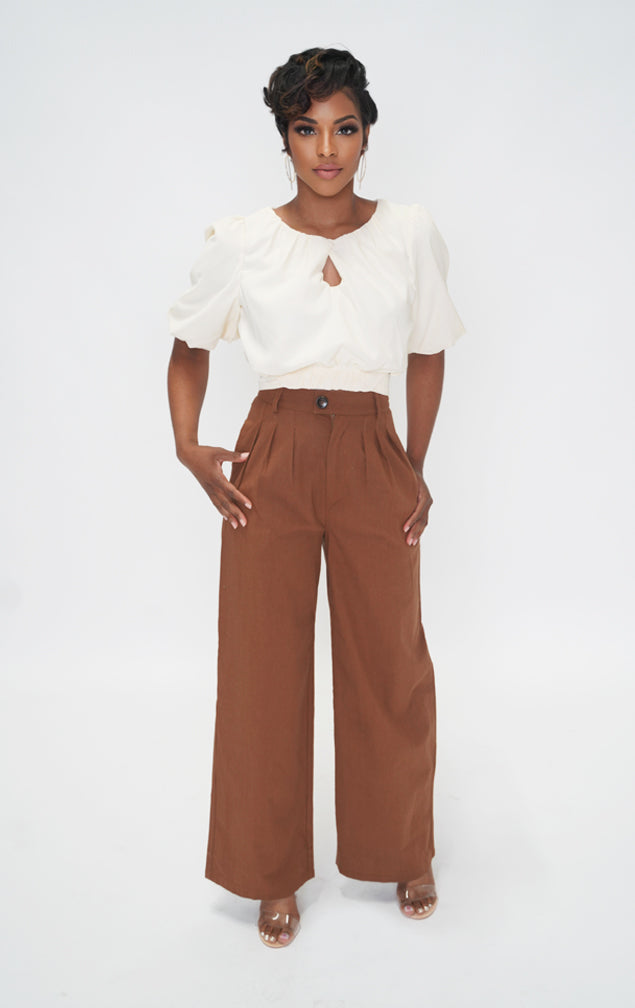 ALWAYS CLASSY | Puff Sleeve Blouse - Eggshell