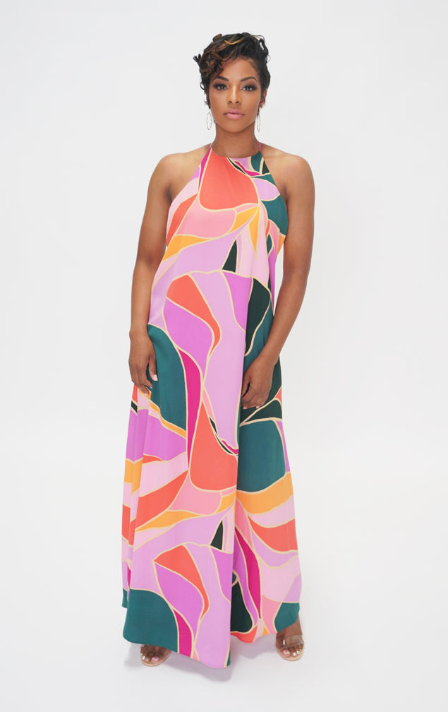 IN LIVING COLOR | Tie Neck Maxi Dress