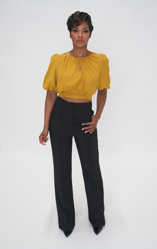 ALWAYS CLASSY | Puff Sleeve Blouse - Mustard