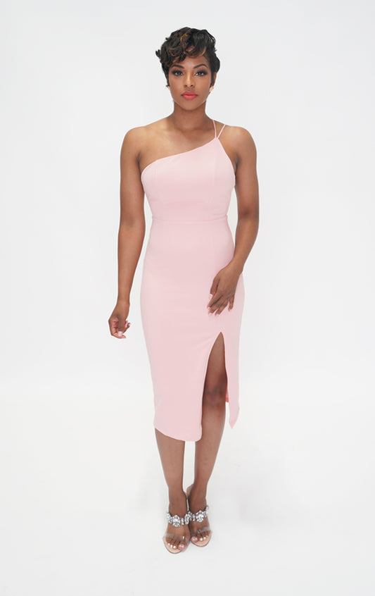 PRETTY IN PINK | Strappy Midi Dress