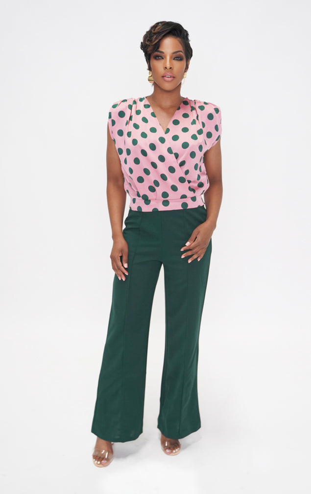 BOSS LIKE ME | Surplice Wrap Top - Pink/Green