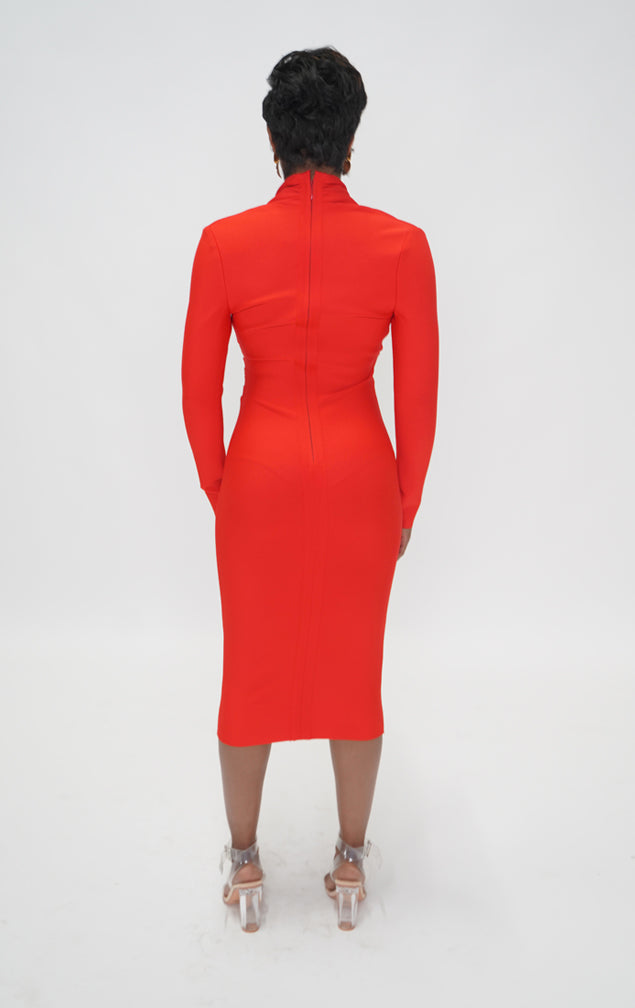 BAD & BOUJEE | Bandage Midi Dress - Red