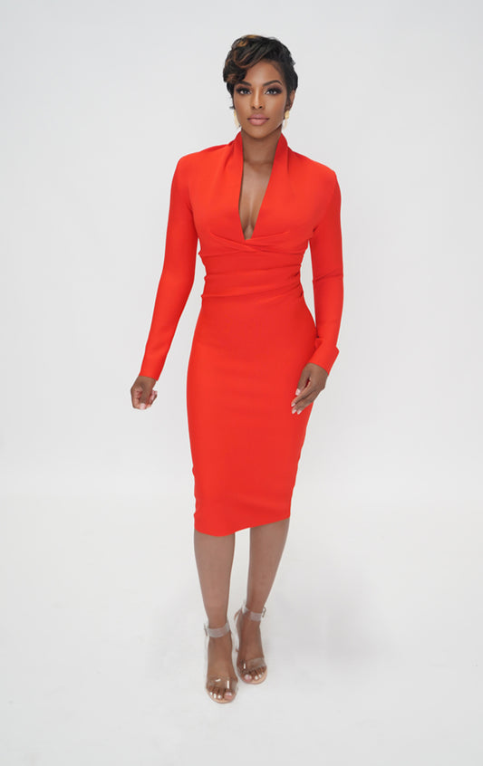 BAD & BOUJEE | Bandage Midi Dress - Red