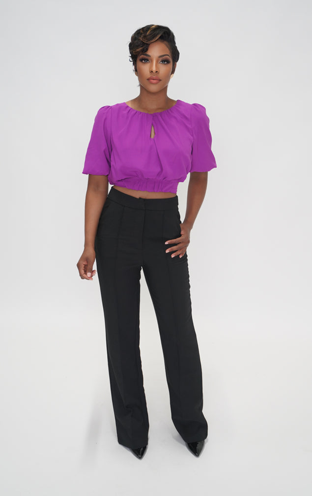 ALWAYS CLASSY | Puff Sleeve Blouse - Magenta