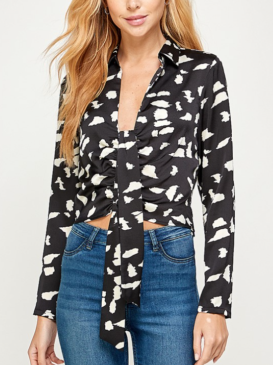 EXCUSE ME MISS | Tie Front Blouse - Sienna